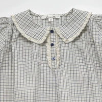 Thumbnail for Check Dress – Suave y transpirable – Cuello clásico con mangas abullonadas