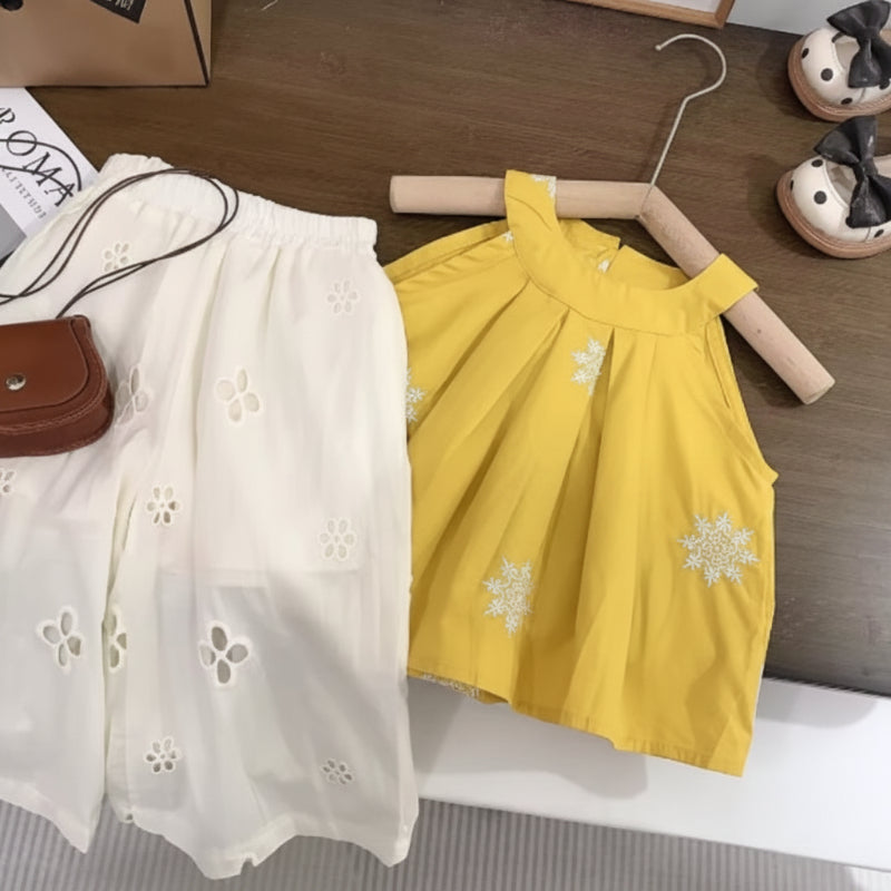 Sleeveless Tops & Pants – Suave y elegante: conjunto de ropa de verano para niños