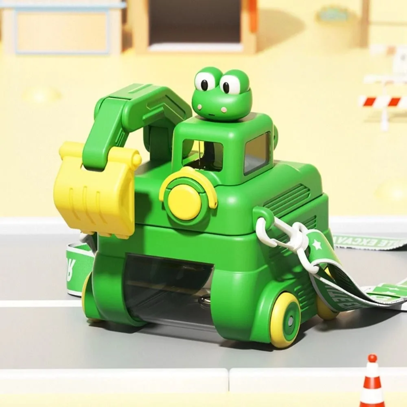 TinyExcavators – Única y funcional: botella de agua con forma de excavadora y pajita