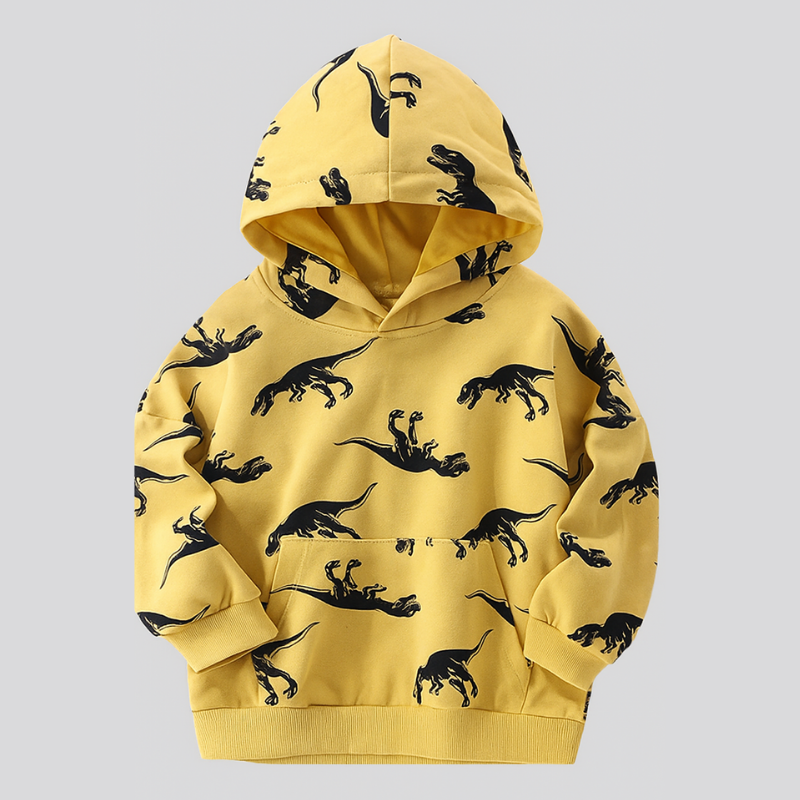 DinoStyle – Cálida y transpirable: sudadera con capucha con estampado de Triceratops