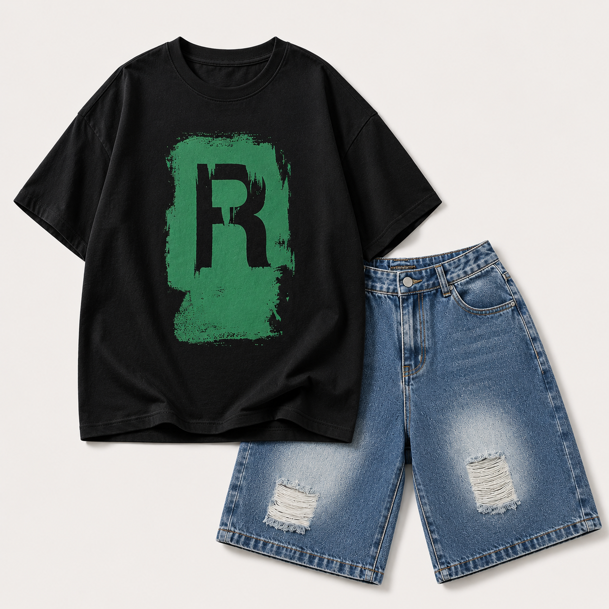 CoolBoys – A la última y cómodo: conjunto para niño con camiseta y pantalones cortos vaqueros