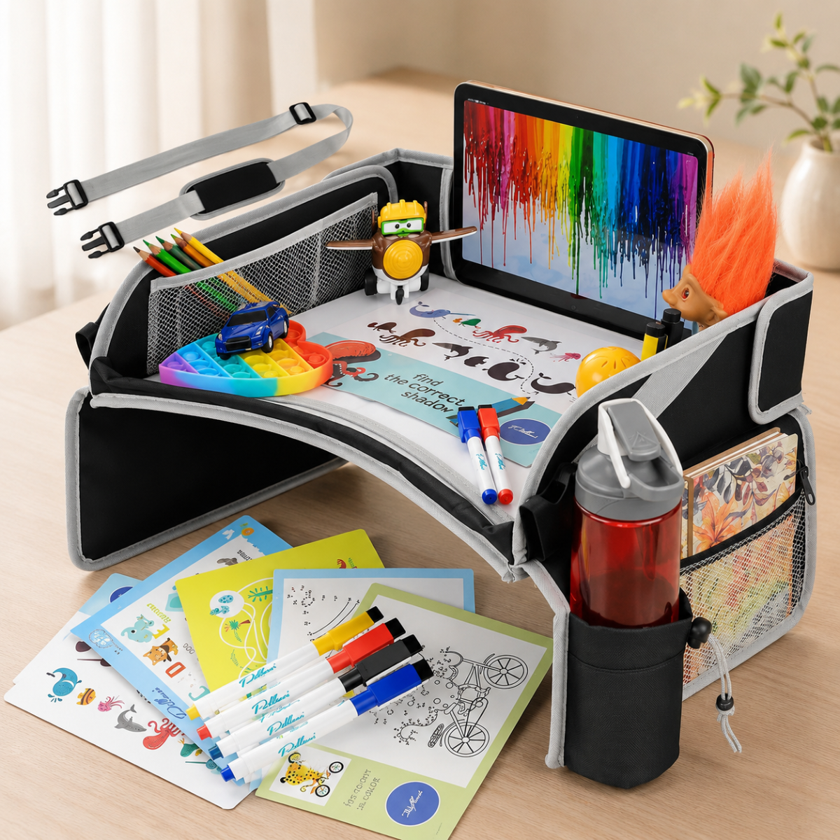 TravelBuddy – Coche y artículos imprescindibles – Tabla de viaje plegable para niños