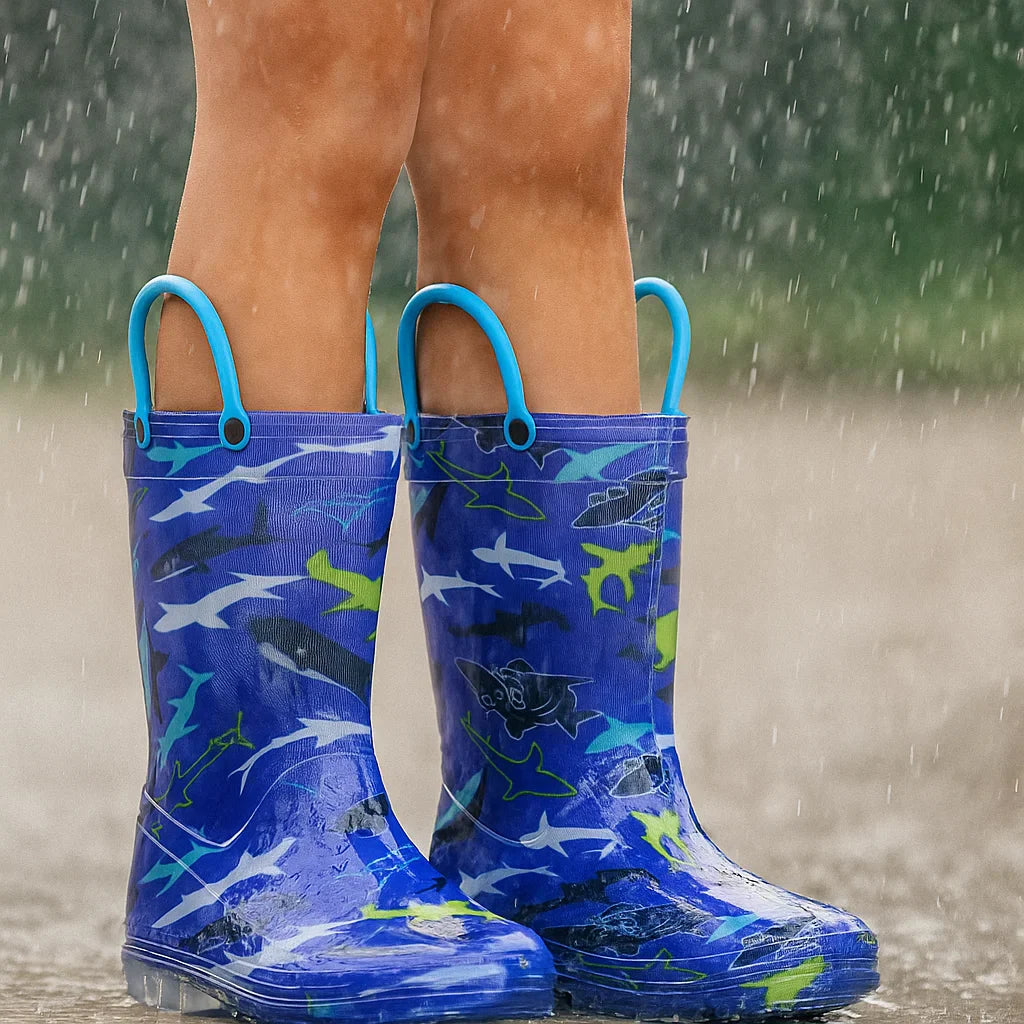 RainySteps – Fáciles y resistentes al agua: botas de lluvia con estampado y lazo.