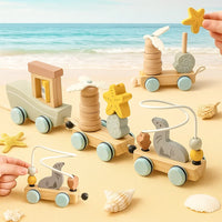 Thumbnail for HappyTrain – Montessori & Fun – Set de trenes de madera