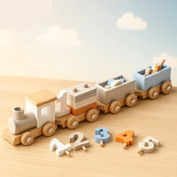 Thumbnail for HappyTrain – Montessori & Fun – Set de trenes de madera