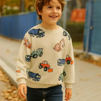 Thumbnail for TruckTales – Suave y cálido - Suéter con coloridos vehículos de construcción