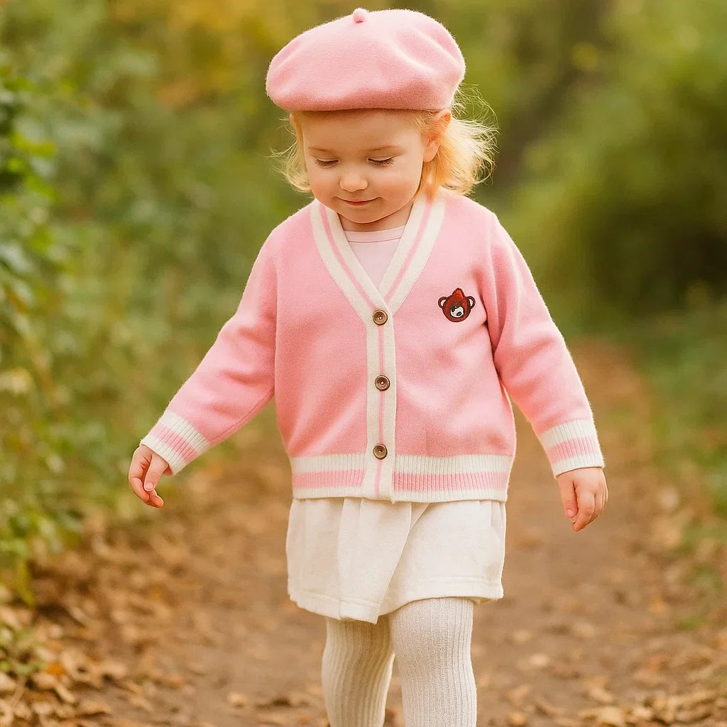 CozziWear – Cálido y moderno: chaleco de punto con ositos