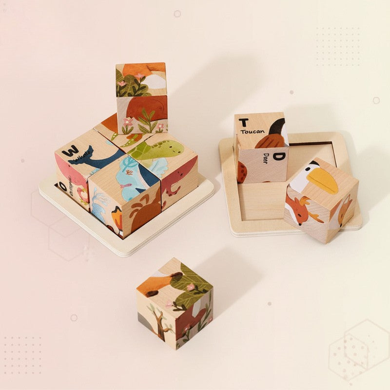 WoodMind – Creativo y educativo: rompecabezas de madera con animales Montessori 6 en 1