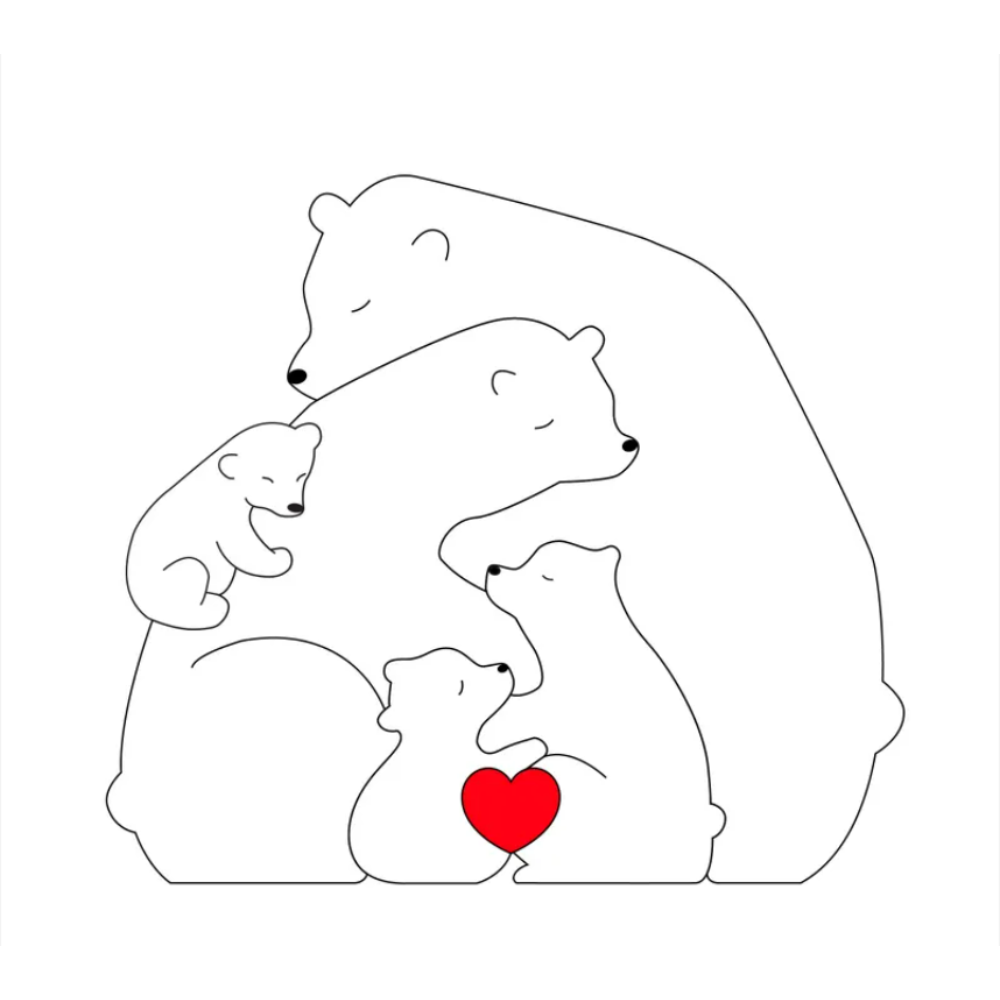 Family Puzzle™ – Regalo personalizado para el Día de la Madre con una familia de ositos