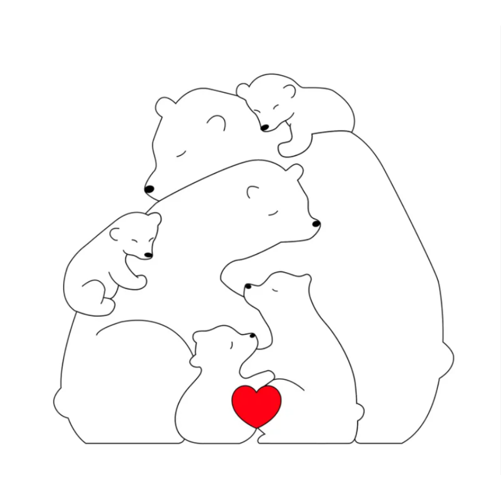 Family Puzzle™ – Regalo personalizado para el Día de la Madre con una familia de ositos