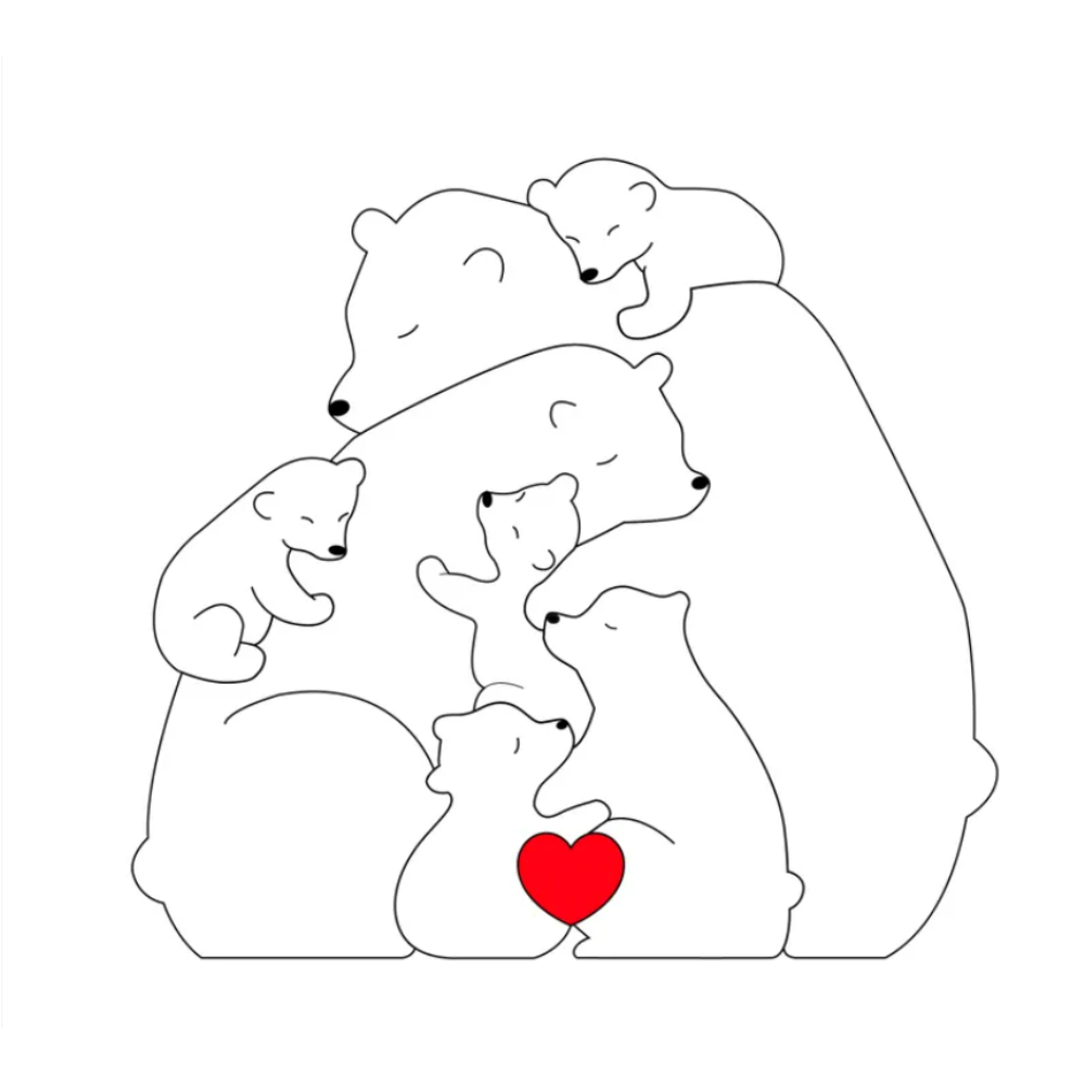 Family Puzzle™ – Regalo personalizado para el Día de la Madre con una familia de ositos