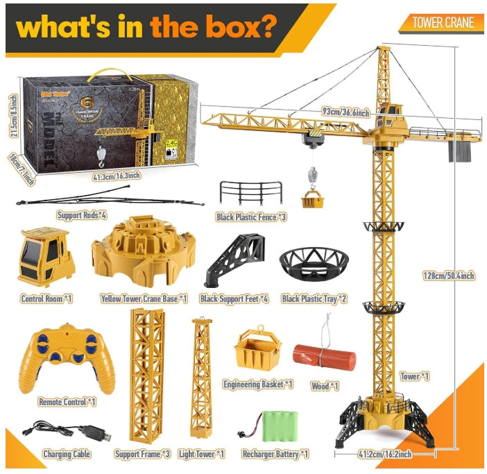 CranePro – Interactivo y realista: grúa torre de juguete con mando a distancia