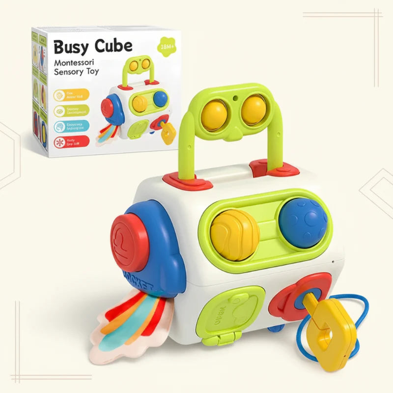 BusyCube – Inteligente y divertido – Cubo Montessori Fidget 10 en 1