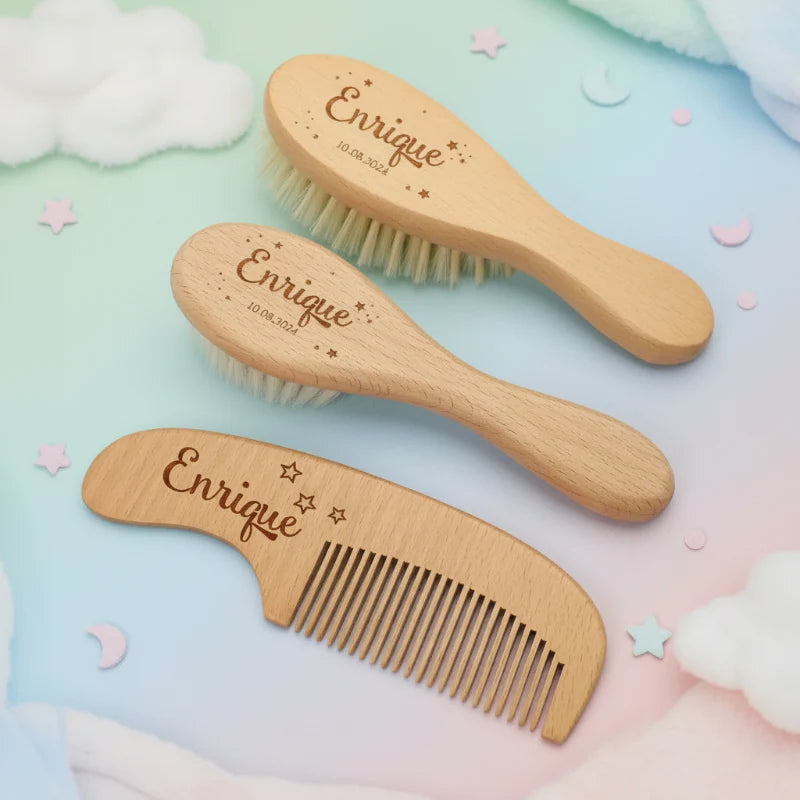 Personalized Hairbrush – Suave y único: set personalizado de cepillos para el cabello del bebé