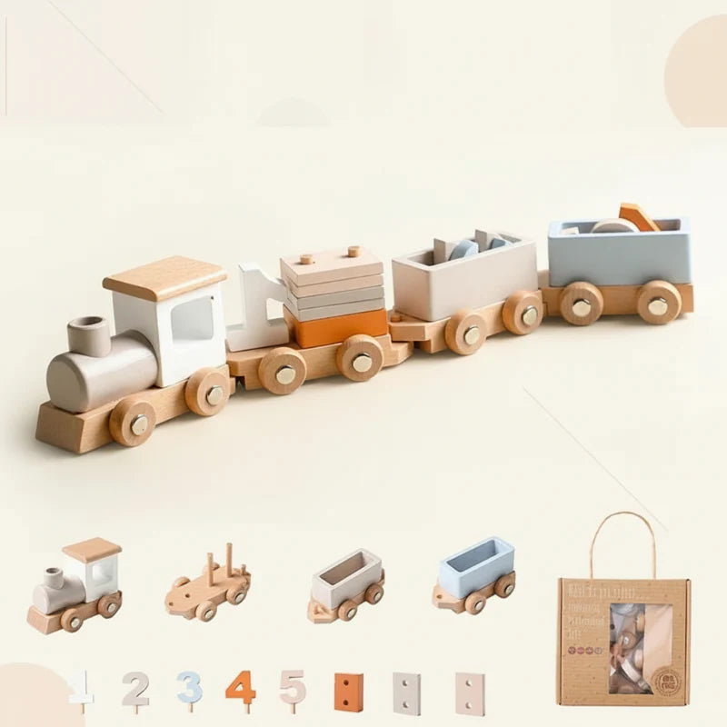 TrainCount –  Clásico y educativo: tren Montessori de madera