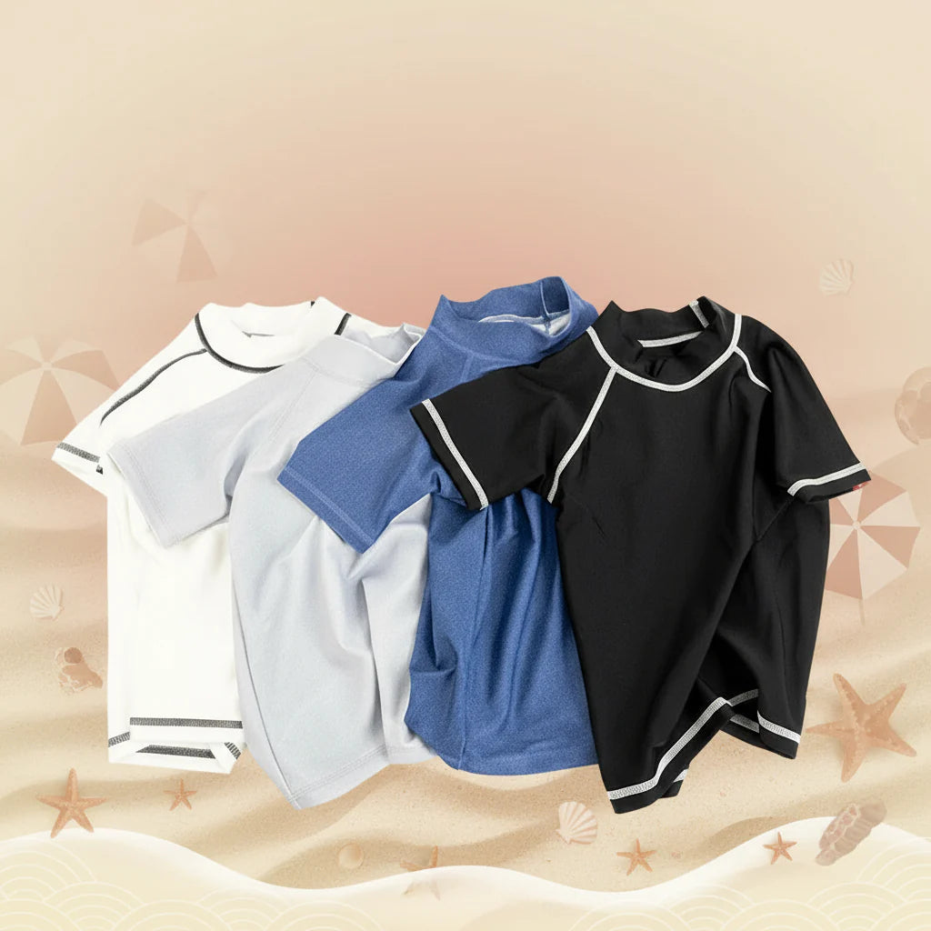 SunnyGuard – Verano y protección: camiseta de baño infantil con mangas cortas y protección UV