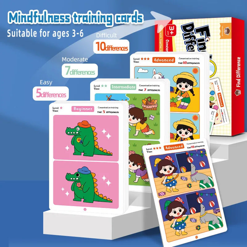 Spot the Difference Game – Concentración y aprendizaje – Juego de cartas