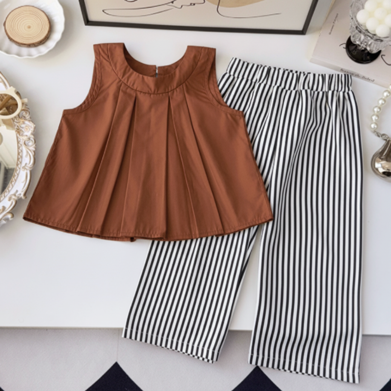 Sleeveless Tops & Pants – Suave y elegante: conjunto de ropa de verano para niños