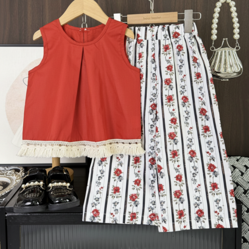Sleeveless Tops & Pants – Suave y elegante: conjunto de ropa de verano para niños