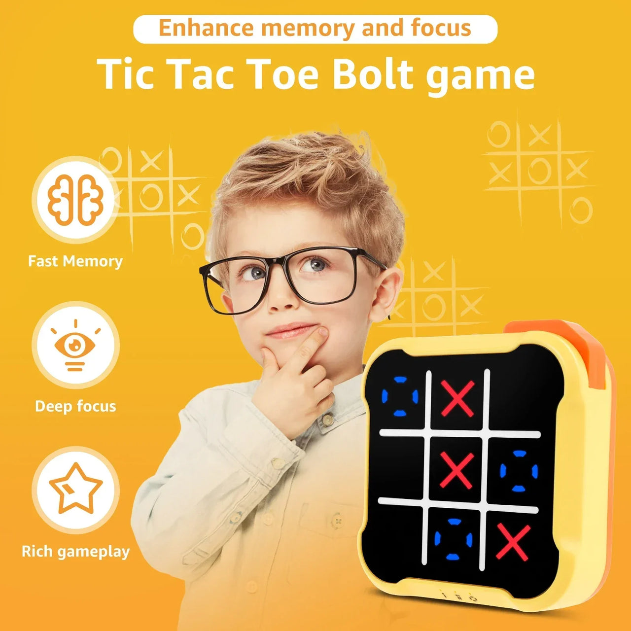 Tic Tac Toe Game™ - Refuerza la memoria y la capacidad para resolver problemas - Boter-Kaas y huevos electrónicos