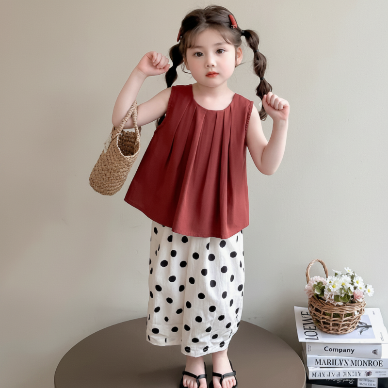 Sleeveless Tops & Pants – Suave y elegante: conjunto de ropa de verano para niños