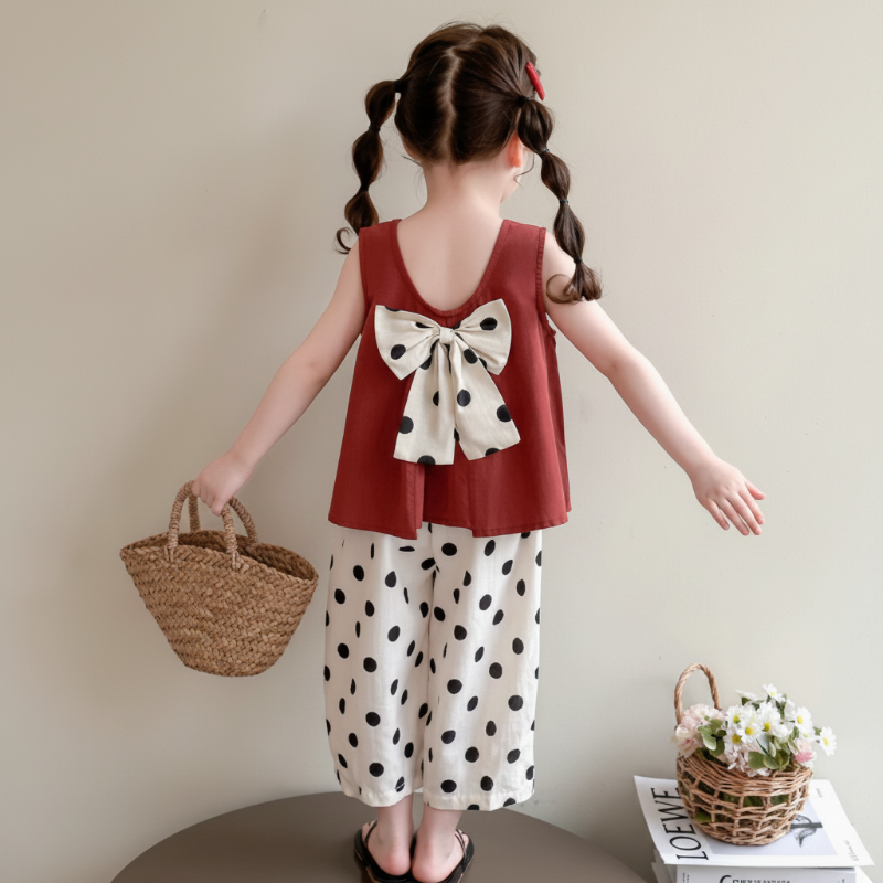 Sleeveless Tops & Pants – Suave y elegante: conjunto de ropa de verano para niños