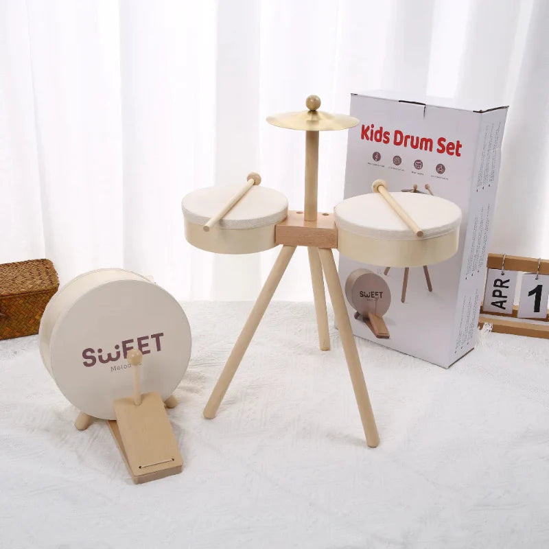 Kids Wooden Drum Toy – Música y creatividad – Set de batería para jugar