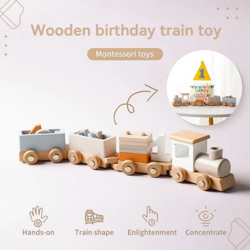 TrainCount –  Clásico y educativo: tren Montessori de madera