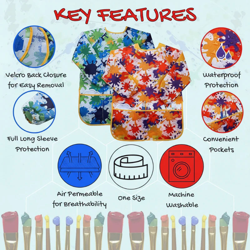 ArtEase – Colorido y repelente al agua: delantal para pintar para niños