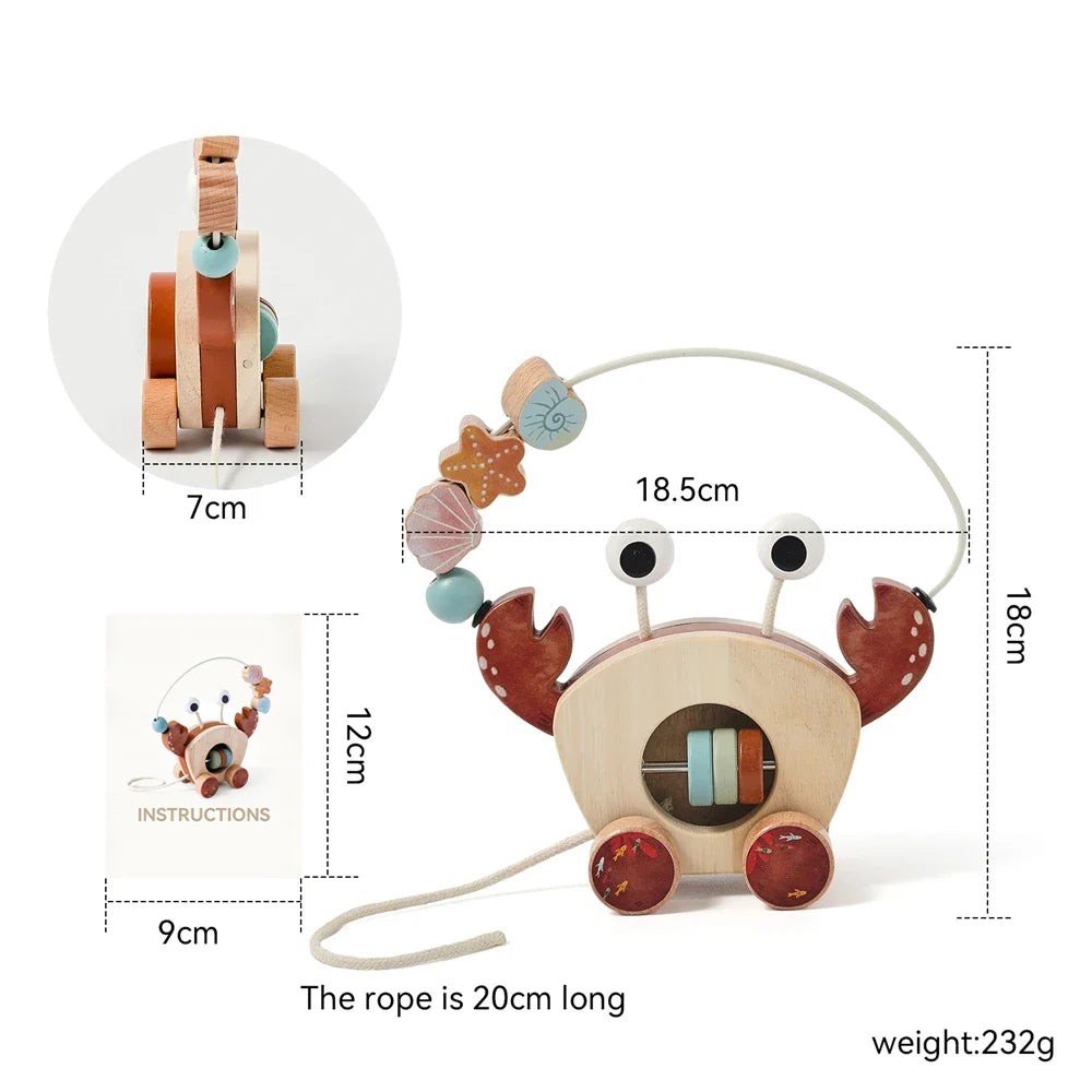 Crab Pull Toy™ – Jugar y aprender – Cangrejo Houten