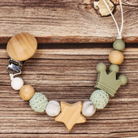 Thumbnail for Baby Pacifier Holder – Con nombre – Cuentas personalizadas de madera y silicona