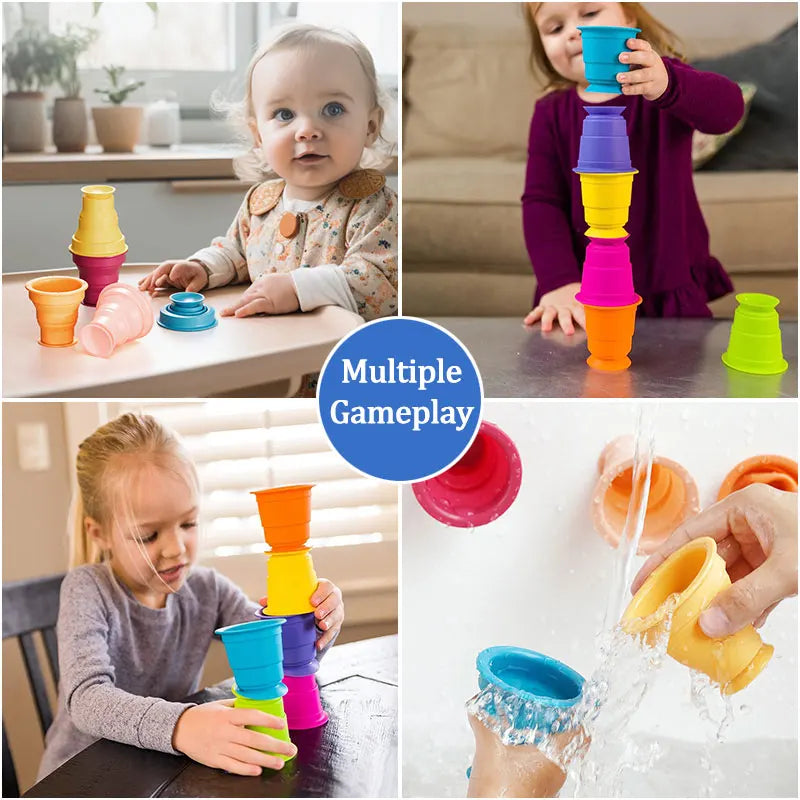 Rainbow Stacker Cups™ - Rainbow Stacking Fun - Vasos apilables arcoíris