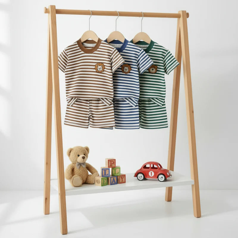 Kids Stripe Outfit – Moda y comodidad: conjunto infantil de verano