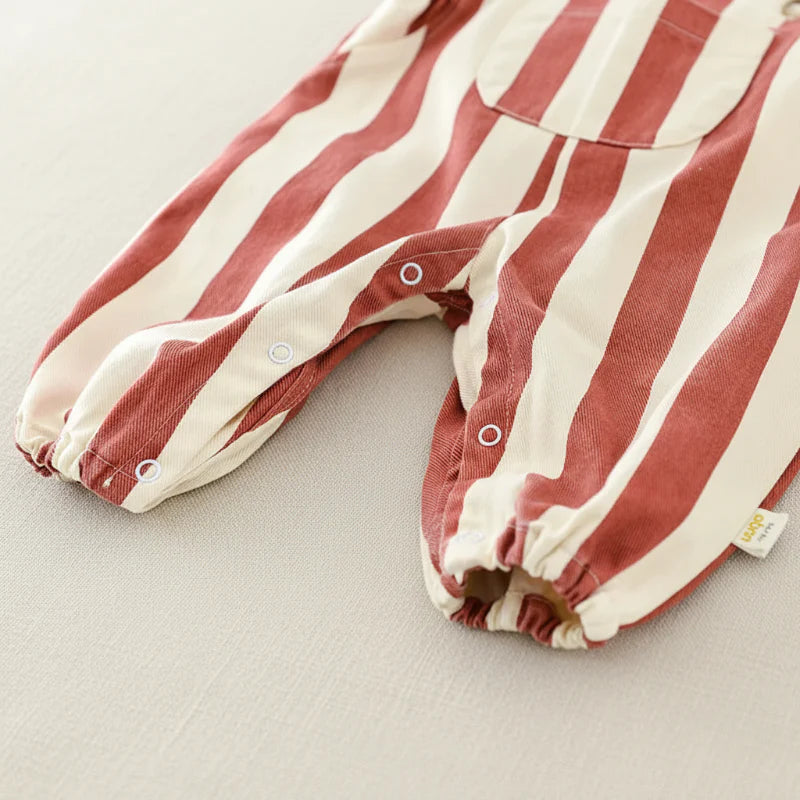 Striped Overall Romper – Suave y cómodo – Mono infantil