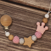 Thumbnail for Baby Pacifier Holder – Con nombre – Cuentas personalizadas de madera y silicona