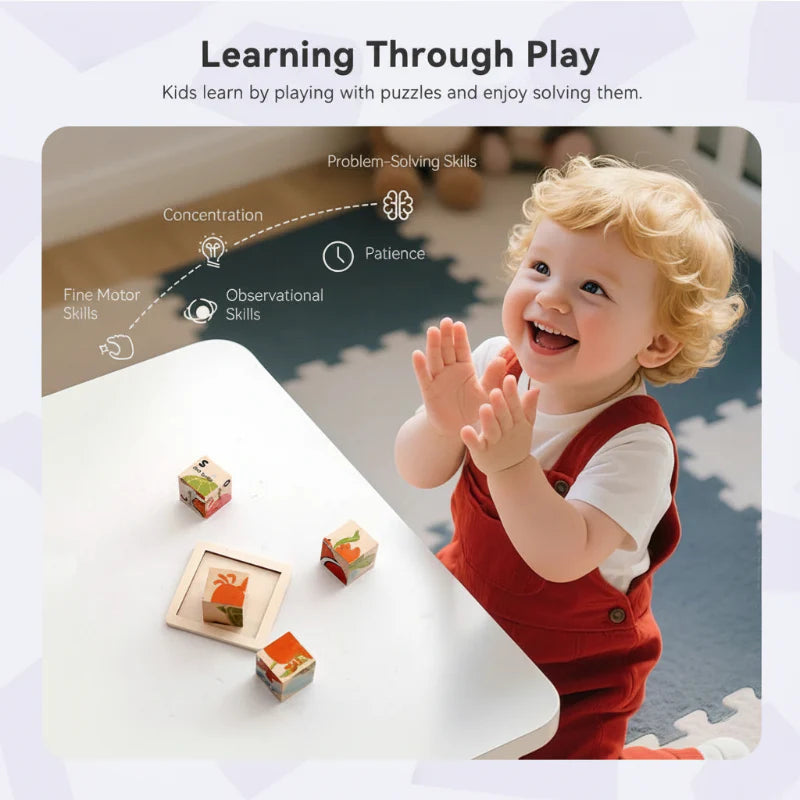 WoodMind – Creativo y educativo: rompecabezas de madera con animales Montessori 6 en 1