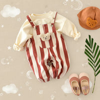 Thumbnail for Striped Overall Romper – Suave y cómodo – Mono infantil