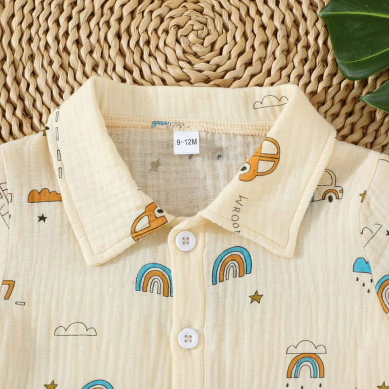 Dinosaur & Car Print Outfit – Atrevido y divertido – Conjunto de ropa de verano