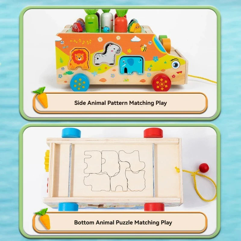 Montessori Animal Matching Toy – Educativo e interactivo: cochecito con rompecabezas