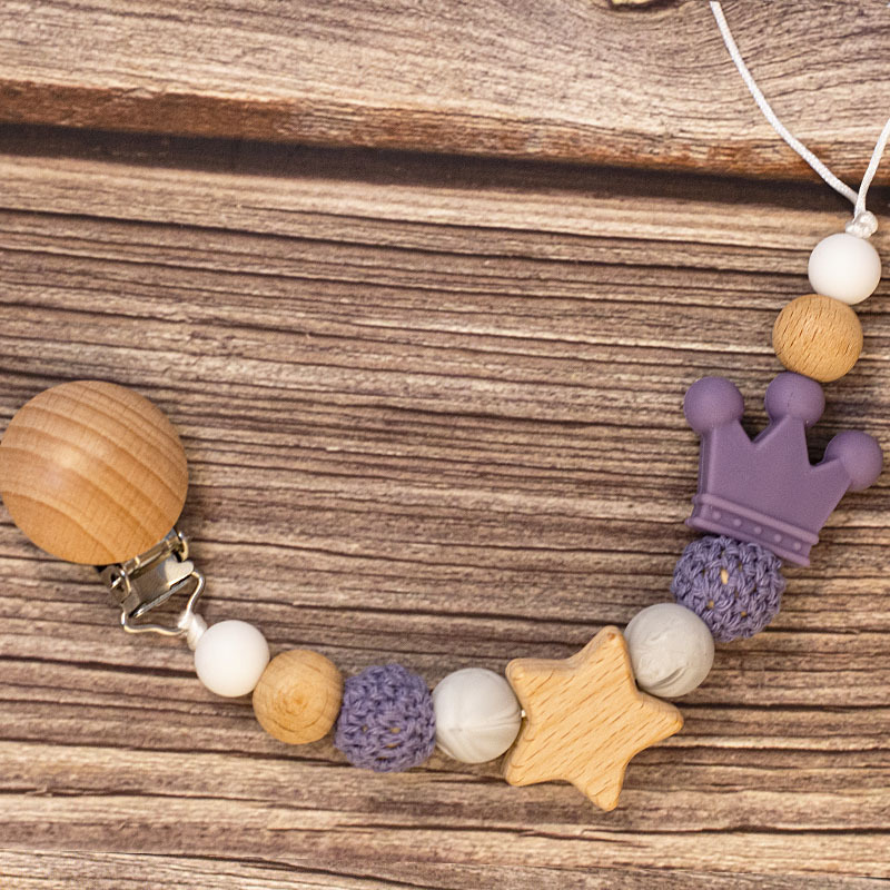 Baby Pacifier Holder – Con nombre – Cuentas personalizadas de madera y silicona