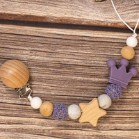 Thumbnail for Baby Pacifier Holder – Con nombre – Cuentas personalizadas de madera y silicona