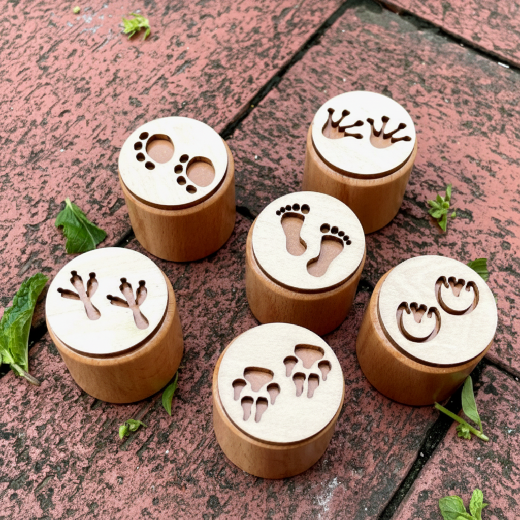 WoodStamp – Montessori y creatividad – 6 sellos de madera para plastilina