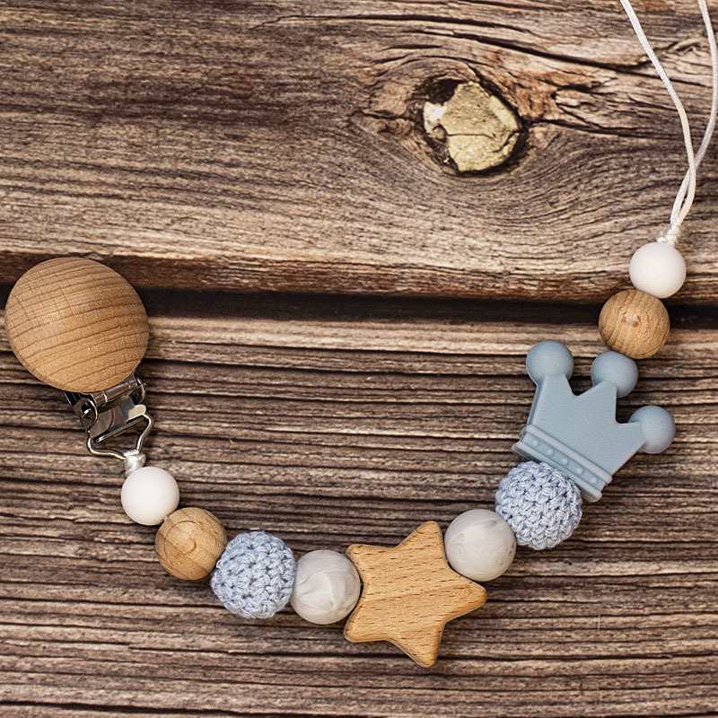 Baby Pacifier Holder – Con nombre – Cuentas personalizadas de madera y silicona