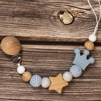 Thumbnail for Baby Pacifier Holder – Con nombre – Cuentas personalizadas de madera y silicona