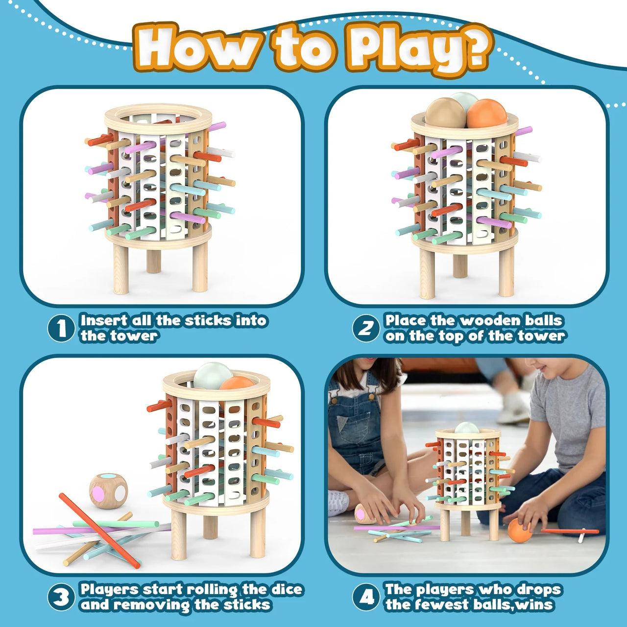 Balance Tower™ – Apilar y contar – Juego de pensar de madera