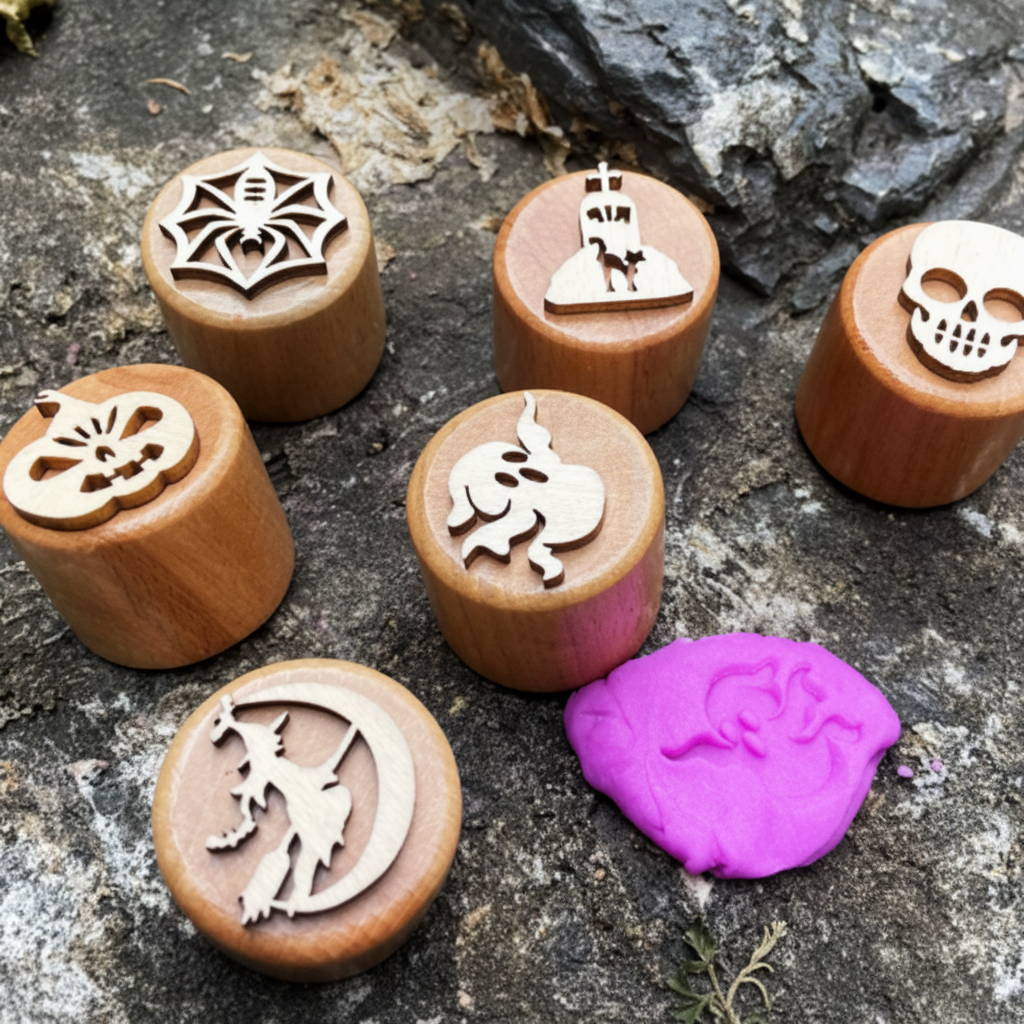 WoodStamp – Montessori y creatividad – 6 sellos de madera para plastilina