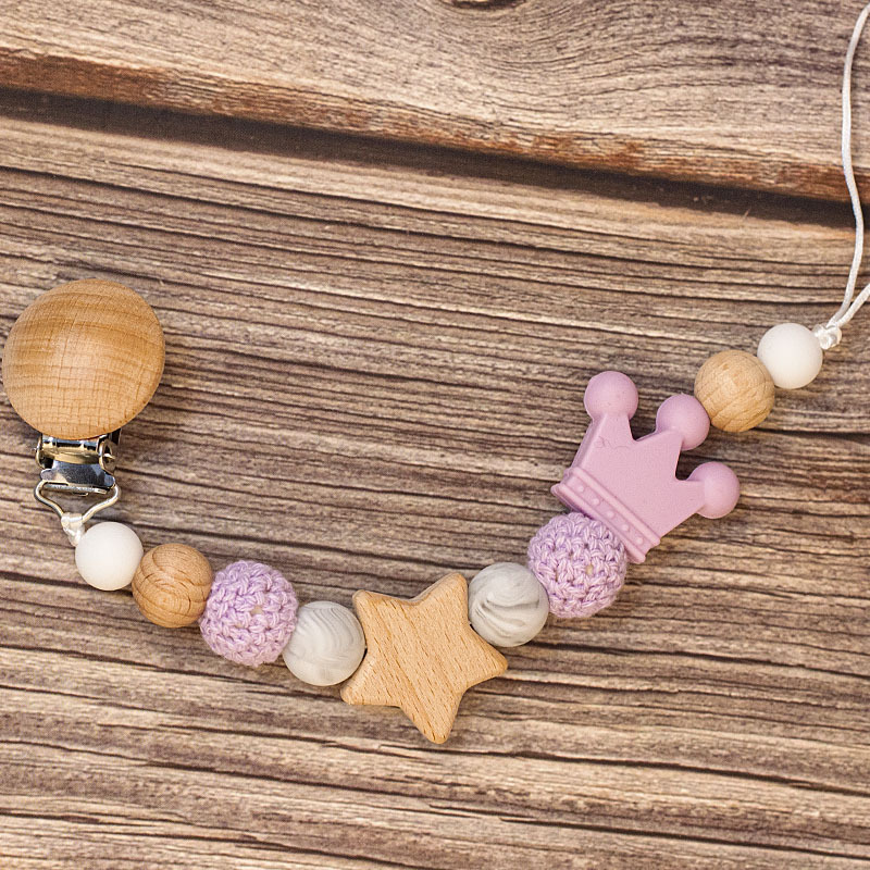 Baby Pacifier Holder – Con nombre – Cuentas personalizadas de madera y silicona