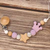 Thumbnail for Baby Pacifier Holder – Con nombre – Cuentas personalizadas de madera y silicona