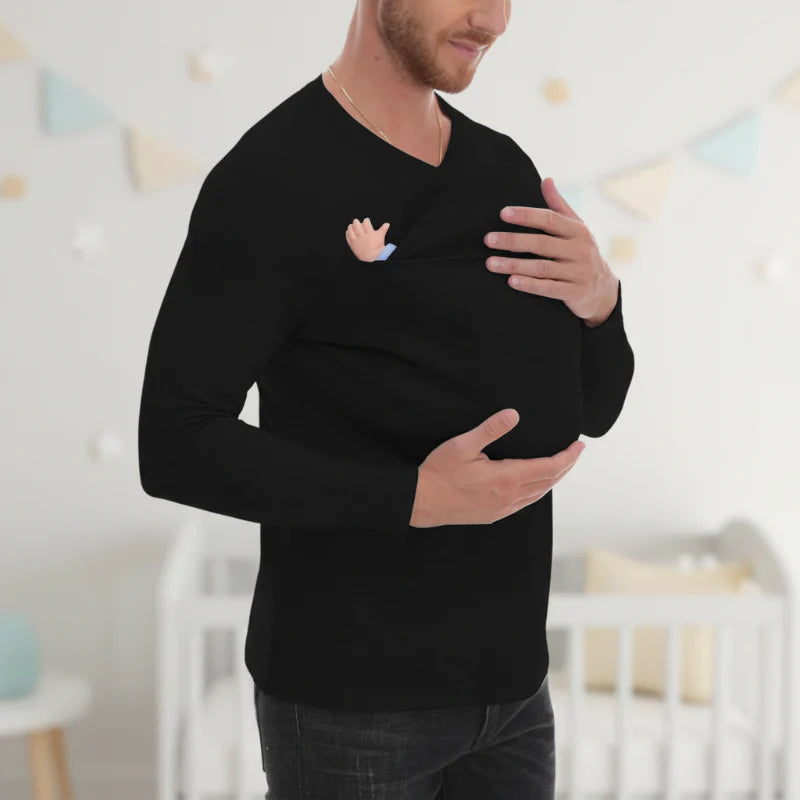 Kangaroo Pocket Shirt – Cómodo y práctico: portabebés tipo camiseta para hombre