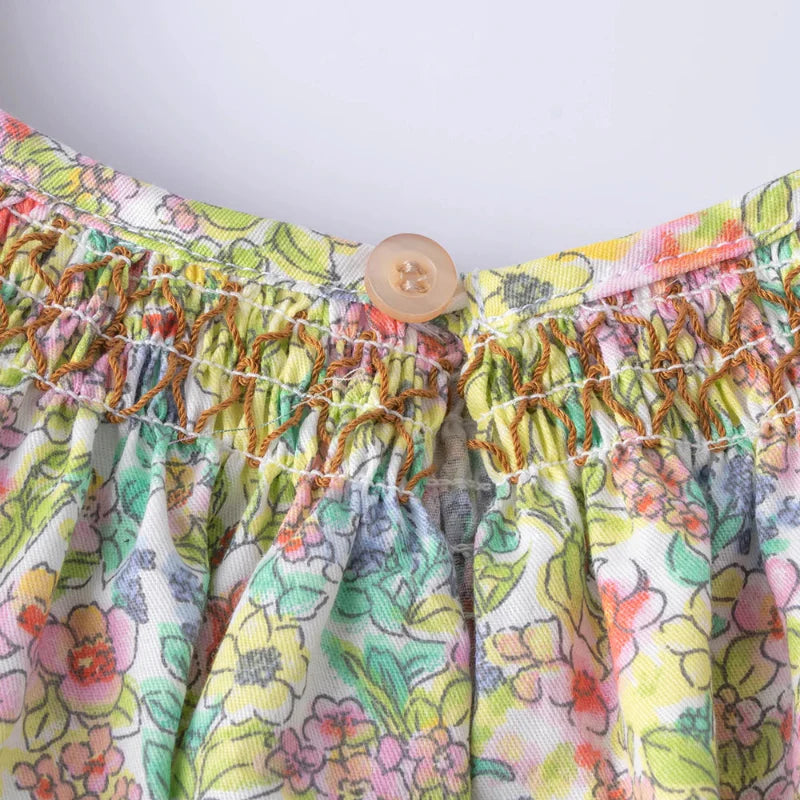 Floral Dress – Ligero y vaporoso – Vestido de manga ondulada para niña